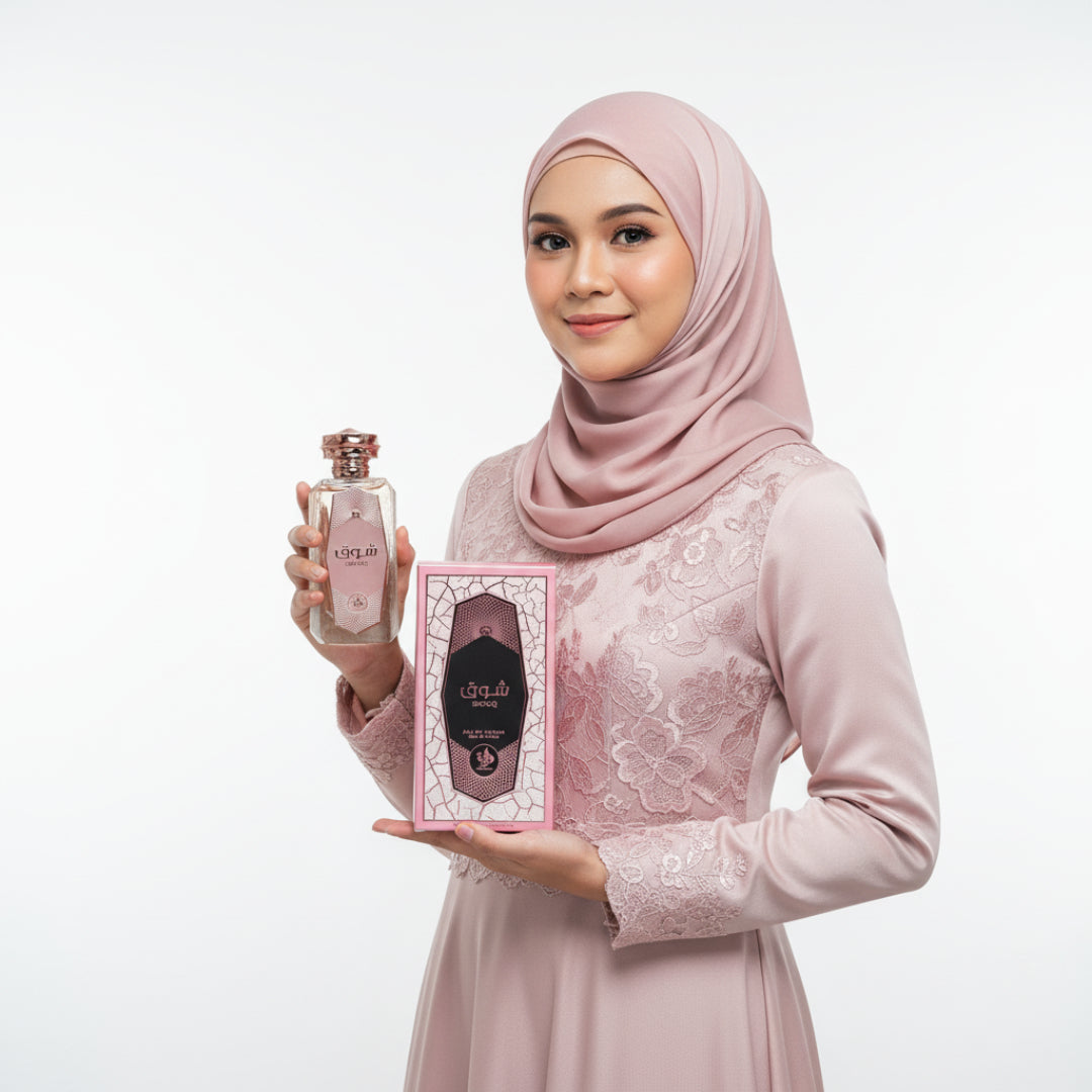 Hijabi Malaysia memegang Shouq Pink &ndash; gaya sopan sweet feminin