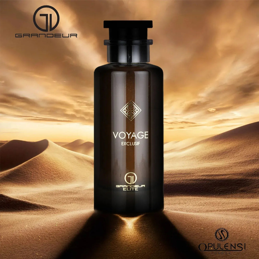 Botol Voyage Exclusif Grandeur Elite minyak wangi lelaki viral Malaysia aroma smoky woody sesuai outing malam