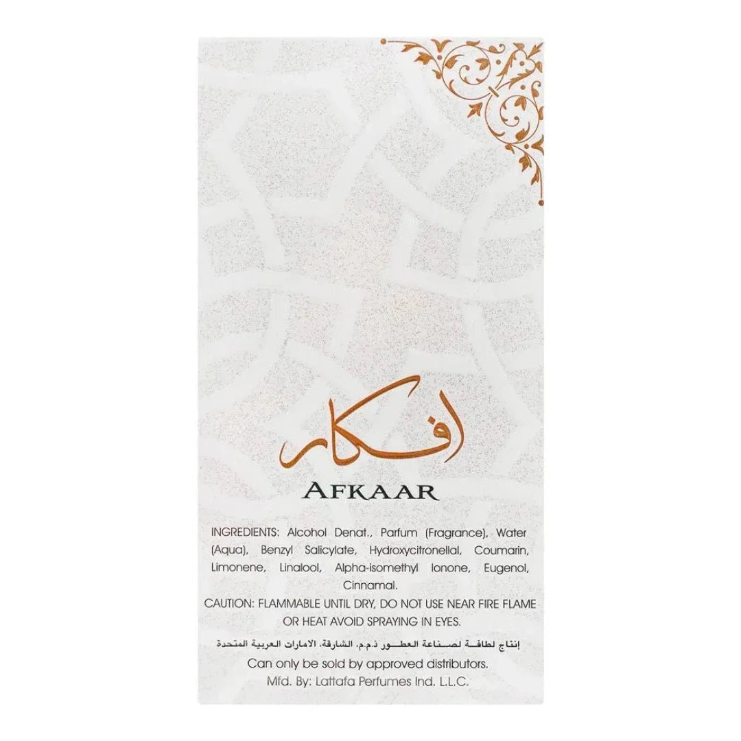 Afkaar Lattafa perfume unisex aroma warm amber floral sesuai daily wear Malaysia