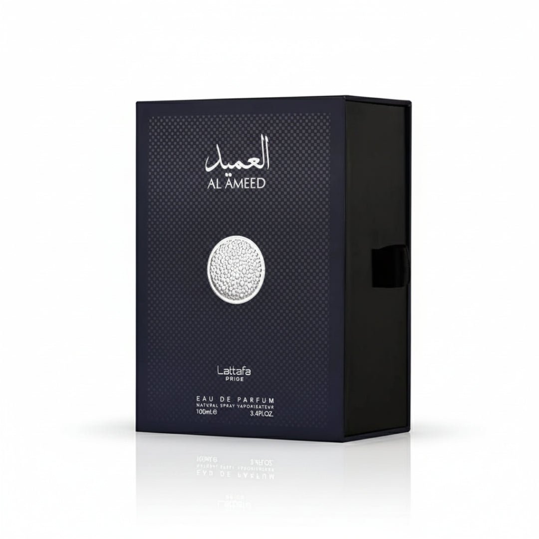 Al Ameed Lattafa perfume lelaki aroma amber woody deep sesuai event malam Malaysia