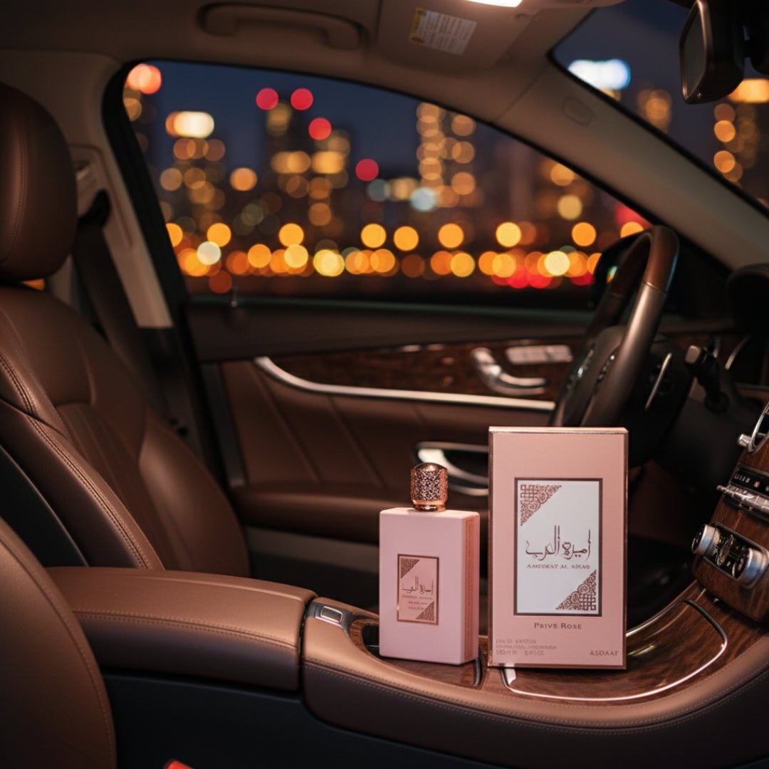 ameerat prive rose perfume wanita dalam kereta malam mewah Malaysia