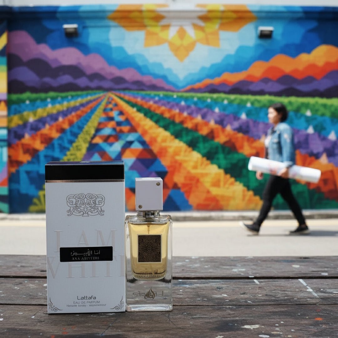 Ana Abiyedh di Pasar Seni dengan mural Malaysia