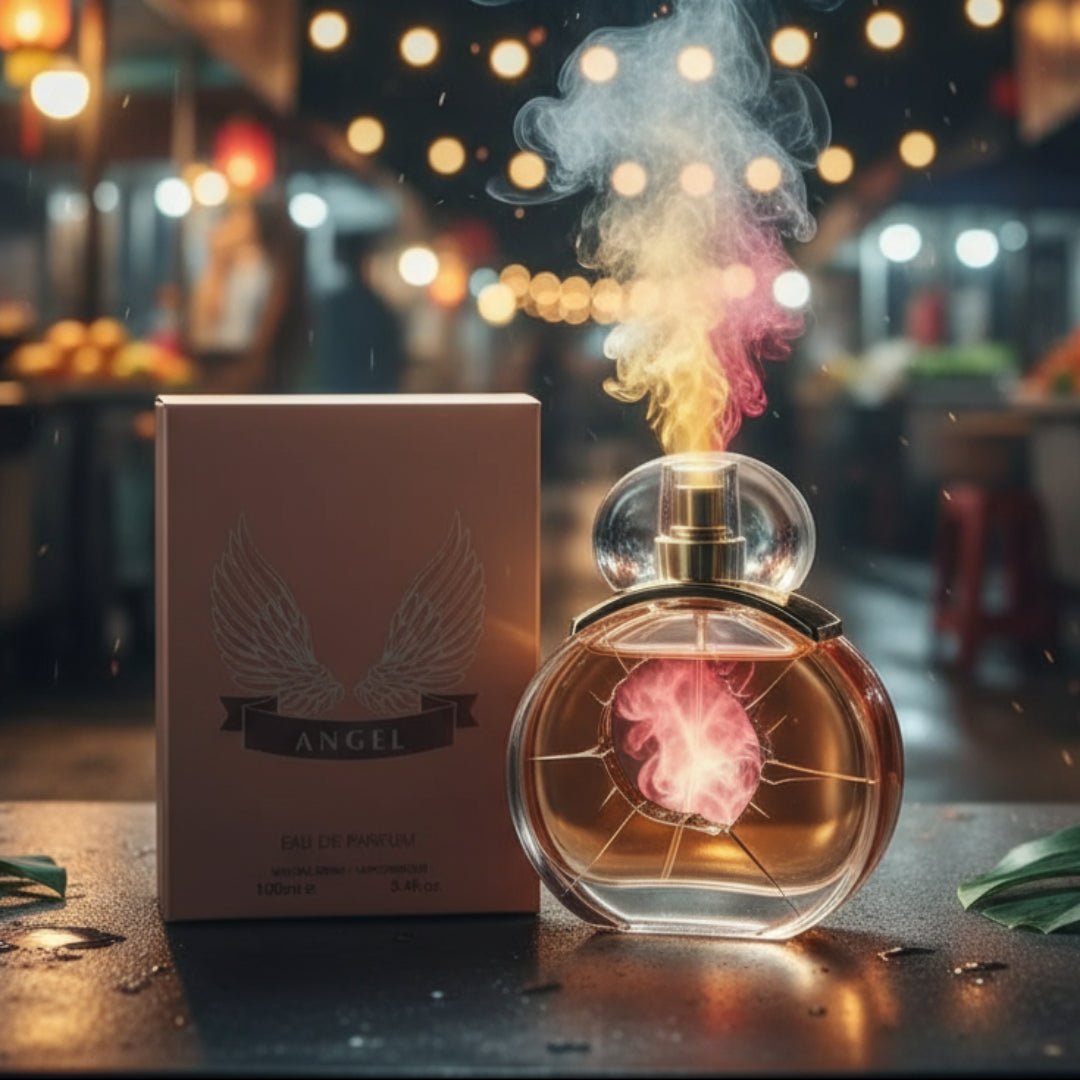 Lamuse Angel perfume bottle and packaging on a white background