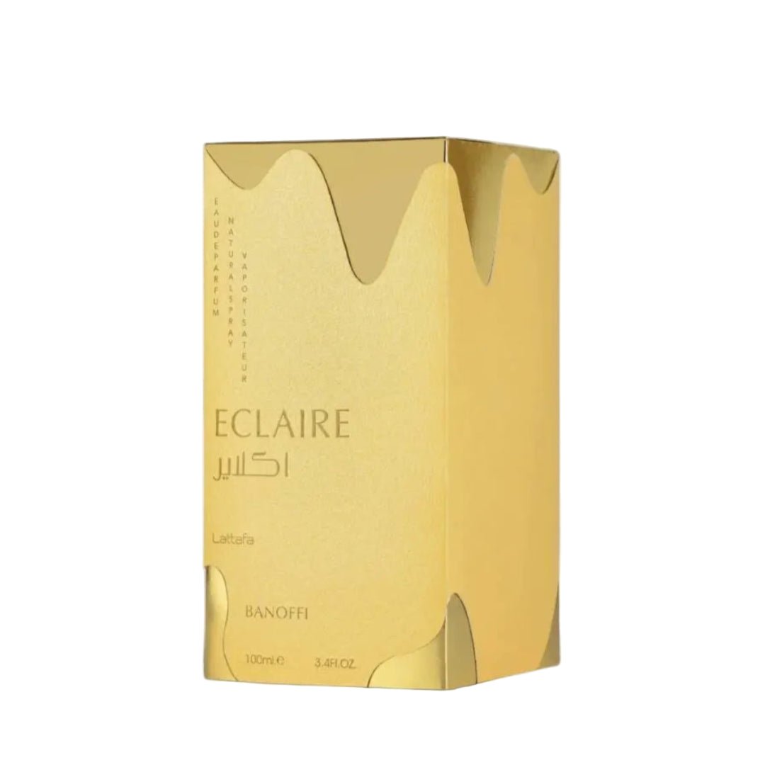 Gold packaging of Eclaire on a white background