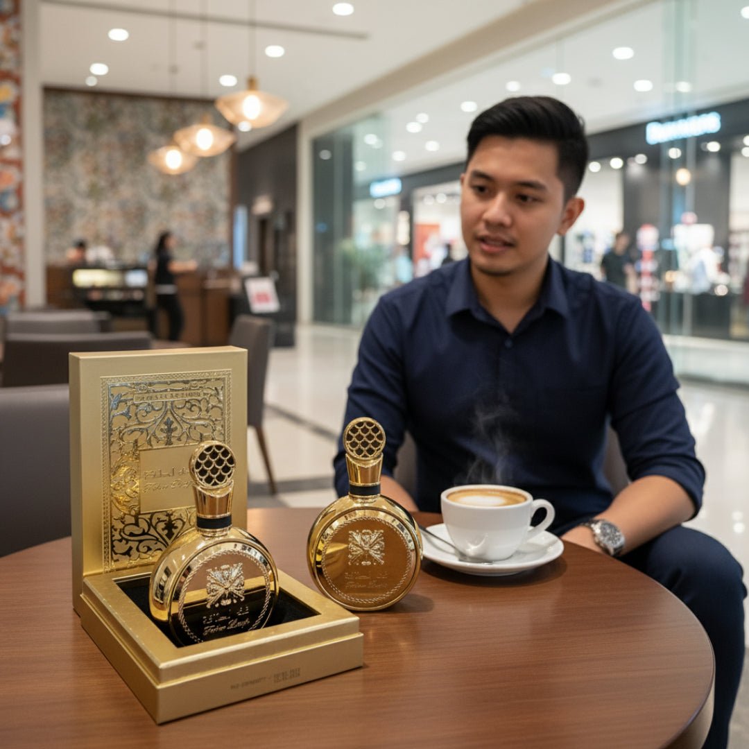 fakhar extrait atas meja kafe pavilion kl lelaki malaysia