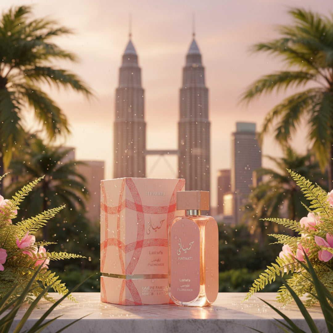 Hayaati Florence perfume wanita outdoor Malaysia KLCC hijau lembut