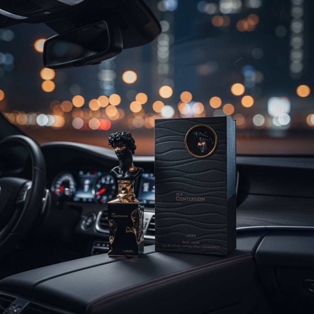His Confession Lattafa perfume lelaki kereta malam moden Malaysia
