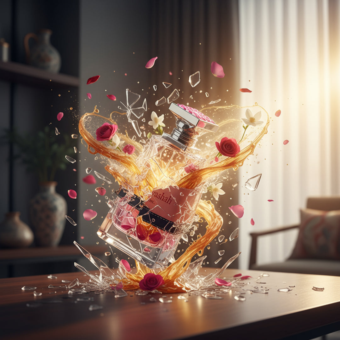 Lattafa Washwasha 100 ml &ndash; Perfume bottle with pink gem accents and 'Washwashah' branding on a white background