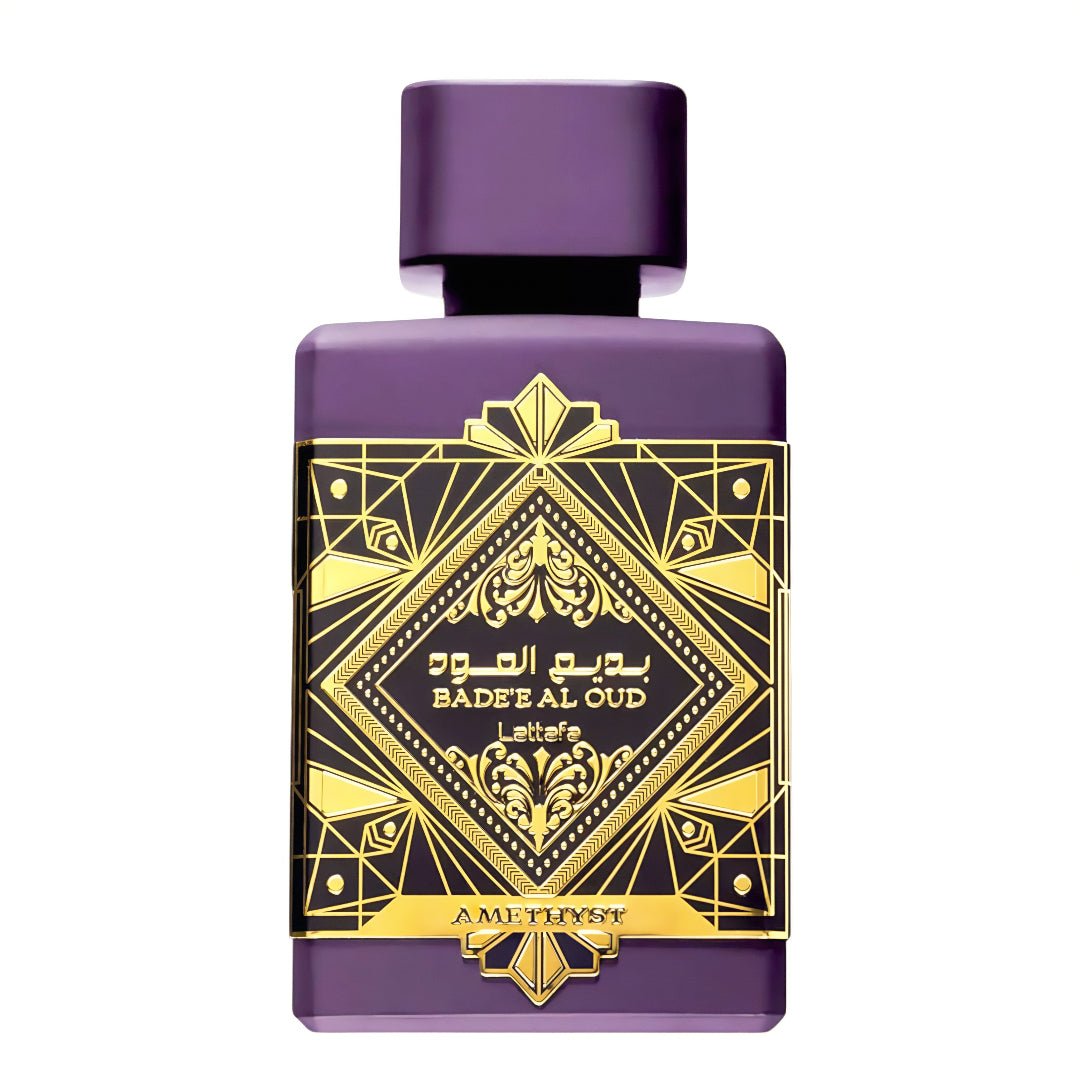 Minyak wangi Badee Al Oud Amethyst by Lattafa &ndash; bau rose, vanila &amp; oud yang tahan lama