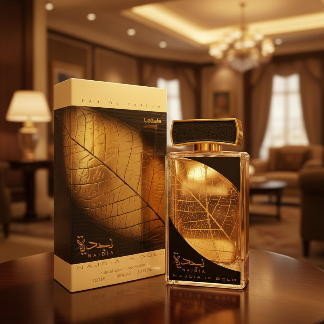 Najdia in Gold dengan pencahayaan emas hotel