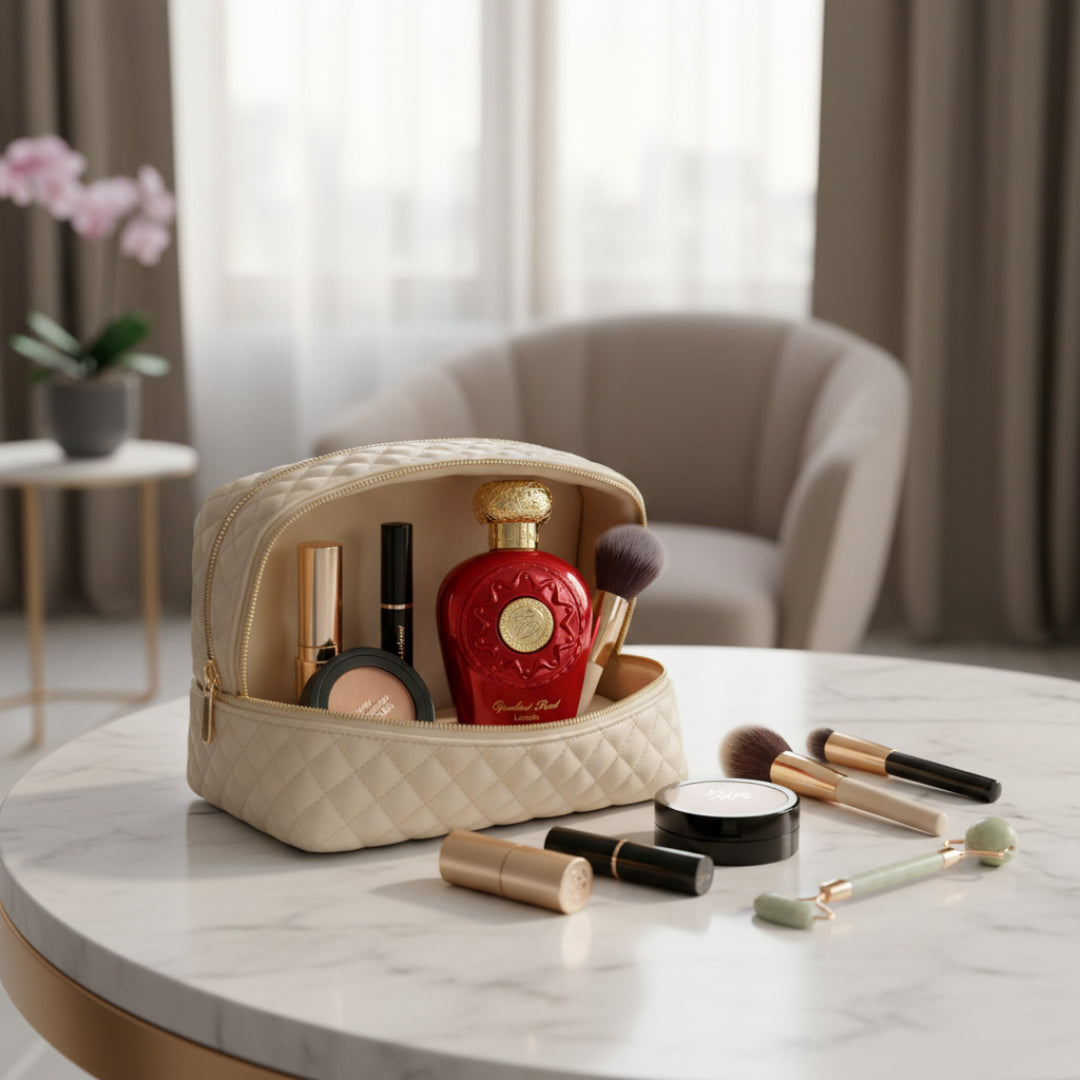 Opulent Red dalam bag makeup wanita, gaya lifestyle Malaysia