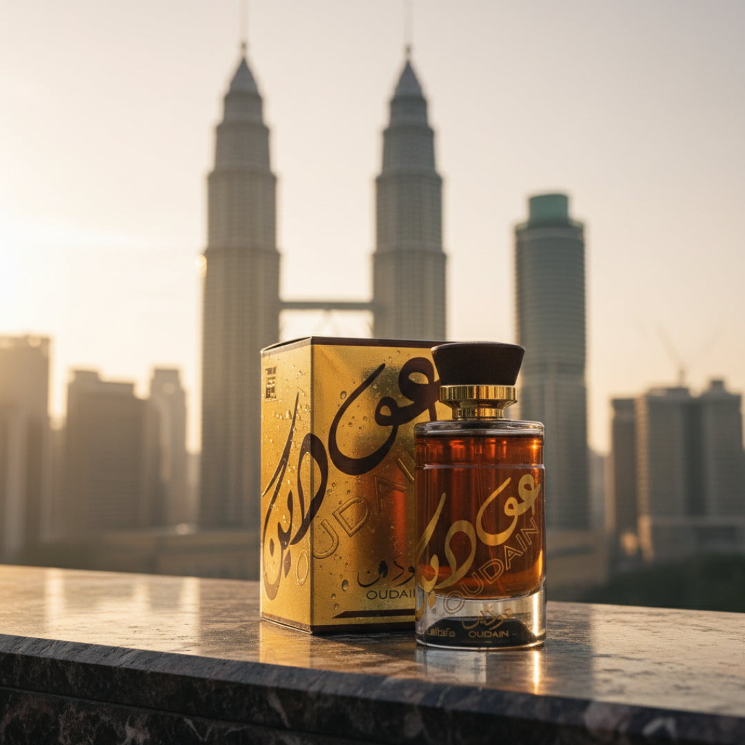 Oudain Lattafa perfume lelaki KLCC outdoor Malaysia elegan