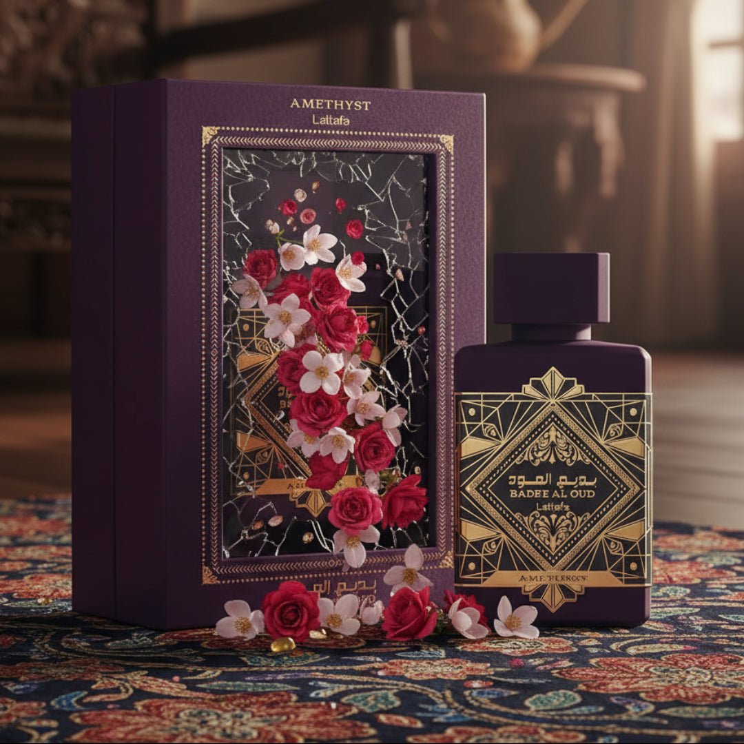Perfume Badee Al Oud Amethyst Lattafa &ndash; bau floral vanila mewah sesuai lelaki &amp; wanita