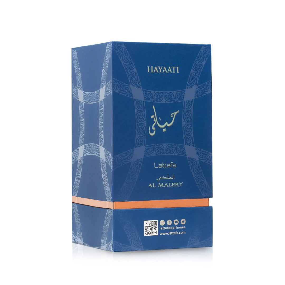 Hayaati Al Maleky 100ml EDP &ndash; Lattafa Perfume box for Men (Woody Spicy Oriental Scent)