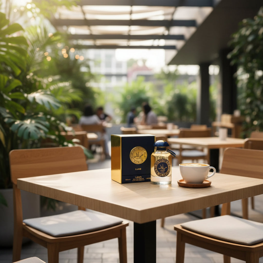 Raed Luxe di kafe outdoor &ndash; perfume unisex moden Malaysia”