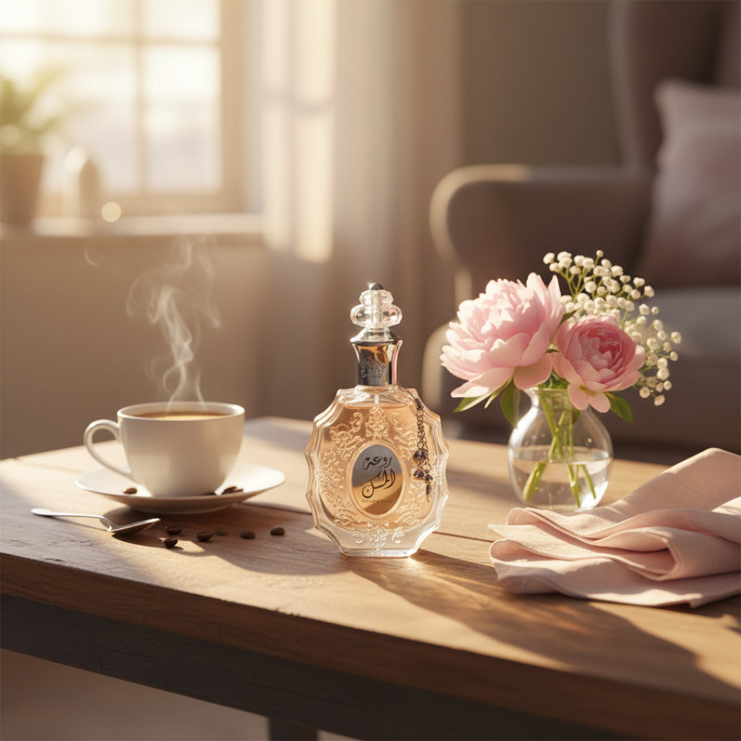 Rouat Al Musk di meja kopi pagi, mood lembut Malaysia