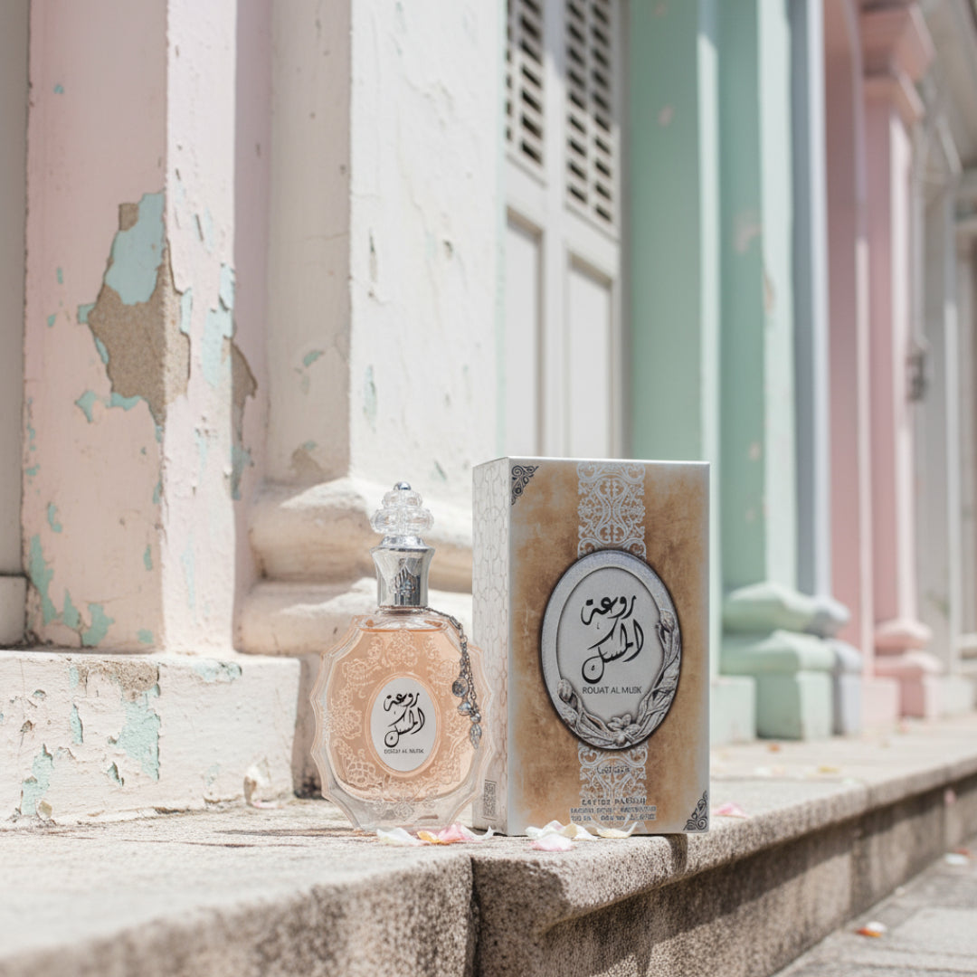 Rouat Al Musk di lorong heritage Penang, tone pastel lembut