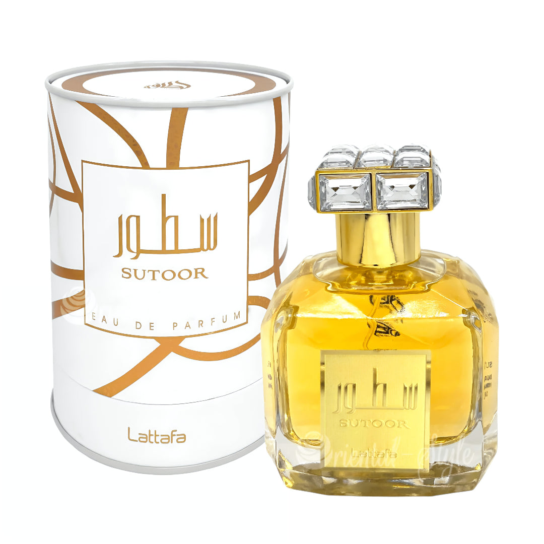 Sutoor Lataffa perfume bottle and packaging on a white background