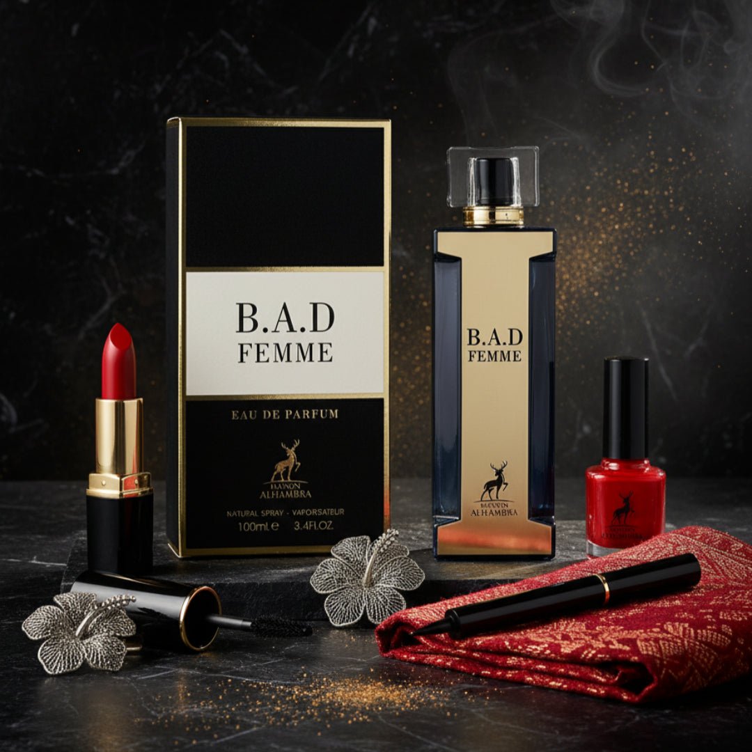 BAD Femme bersama makeup merah hitam, mood bold feminin Malaysia