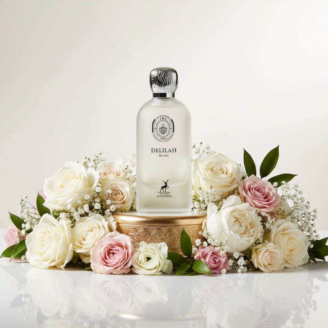 Delilah Blanc perfume wanita floral emas mewah anggun Malaysia