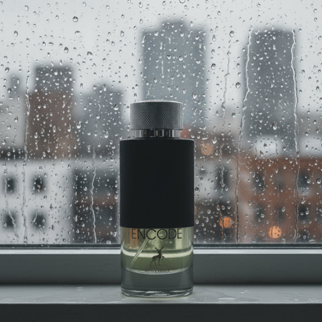 Encode by Maison Alhambra perfume bottle rainy window men fragrance Malaysia