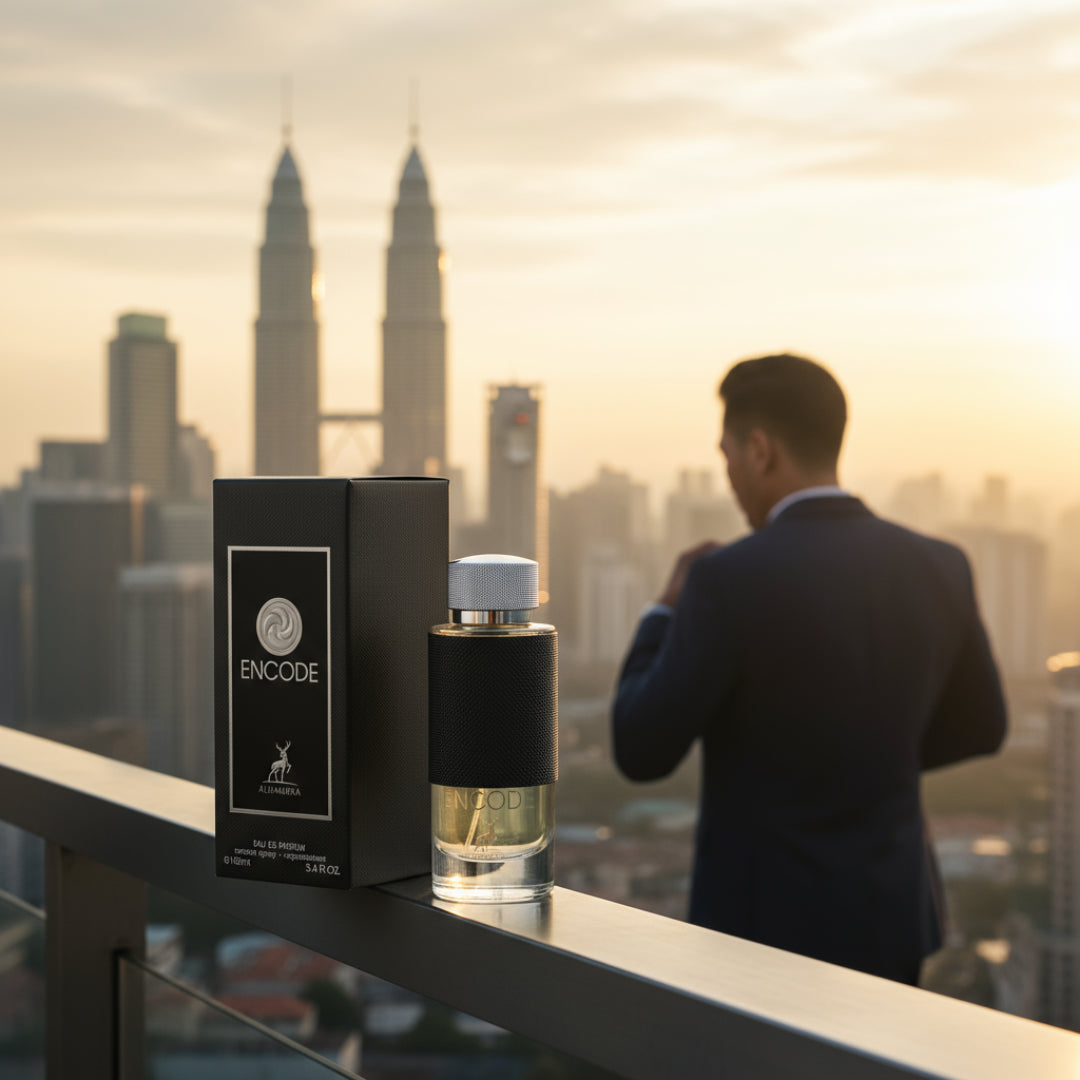 Encode by Maison Alhambra 100ml men perfume bottle KL skyline modern Malaysia