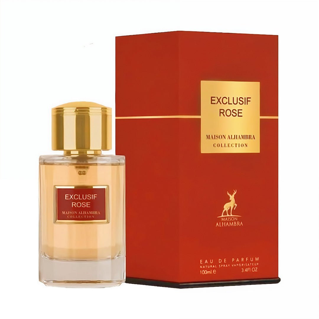 Exclusif Rose perfume bottle and packaging on a white background