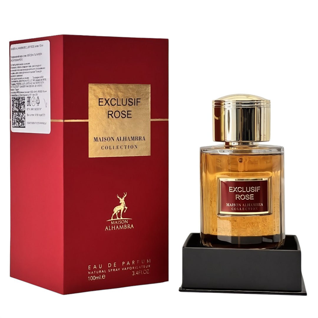 Exclusif Rose perfume bottle and packaging on a white background