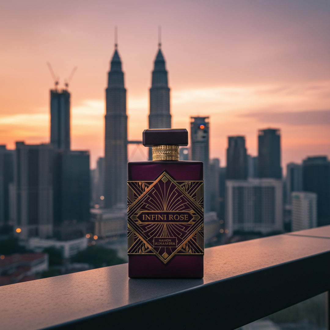 Infini Rose Maison Alhambra perfume KL skyline sunset unisex Malaysia