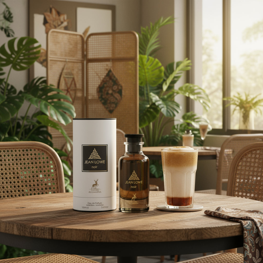 Jean Lowe Noir atas meja kafe Malaysia