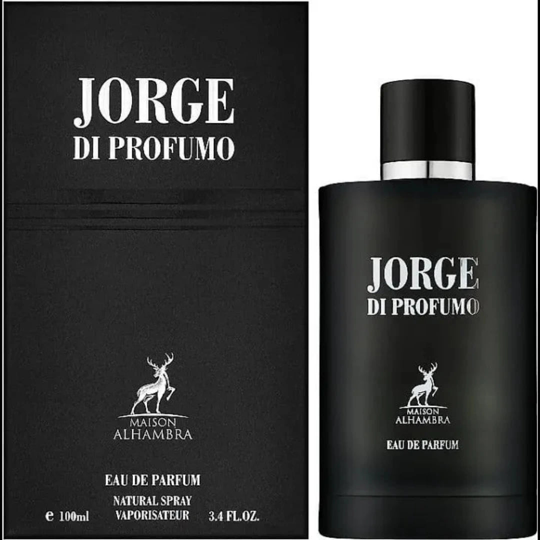 Jorge di Profumo perfume bottle and packaging on a white background