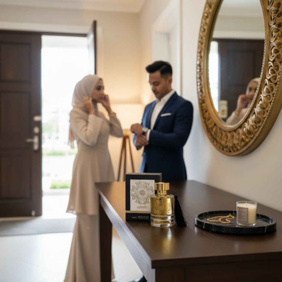 karat pasangan melayu pintu rumah persiapan keluar