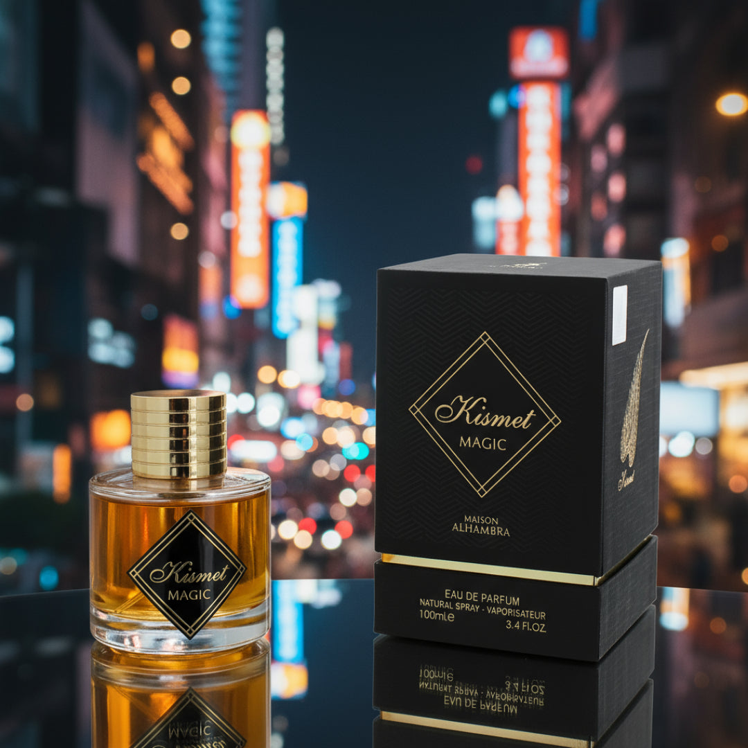 Kismet Magic unisex dalam suasana malam Bukit Bintang, cinematic Malaysia