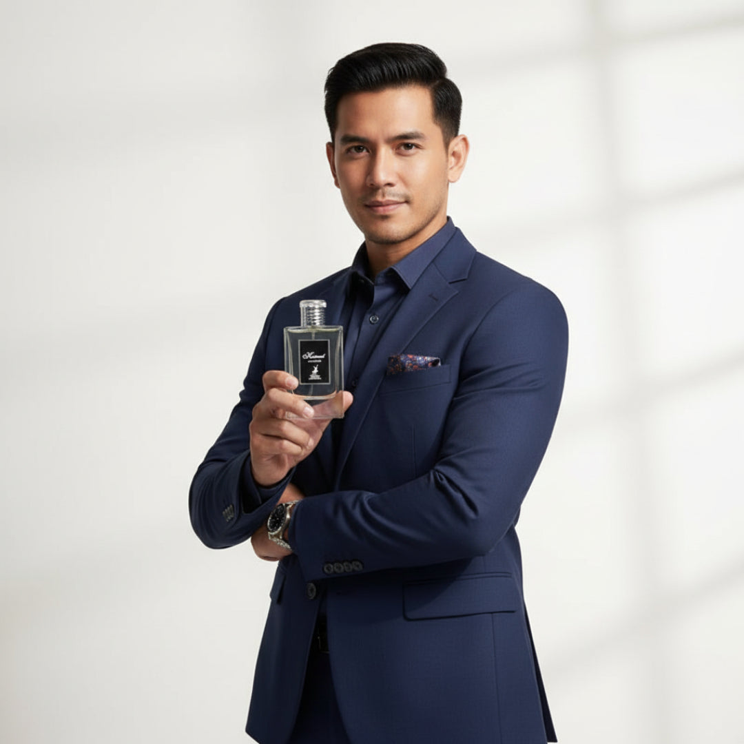 Lelaki Malaysia memegang Kismet Moscow, gaya yakin maskulin