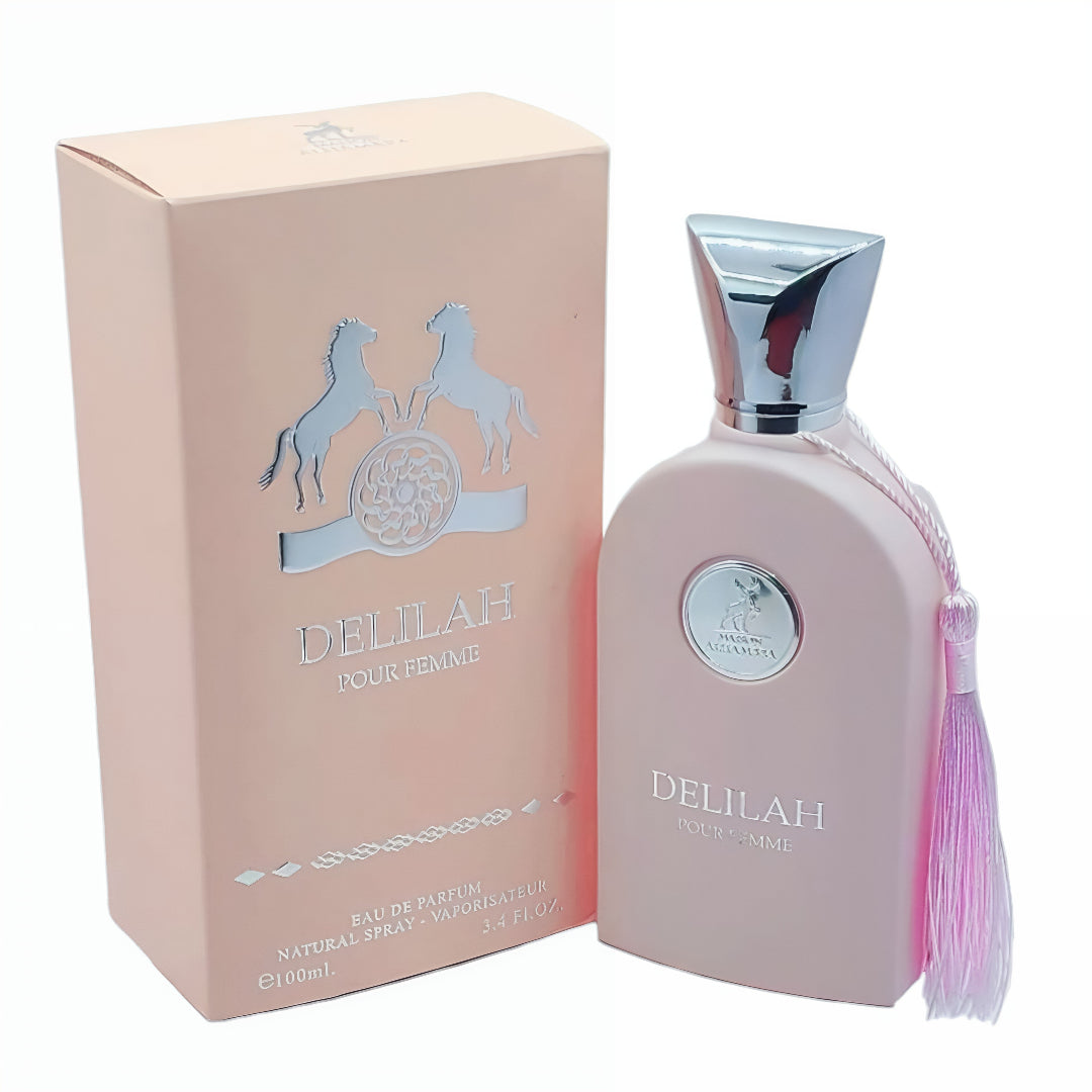 Delilah perfume bottle and packaging on a white background
