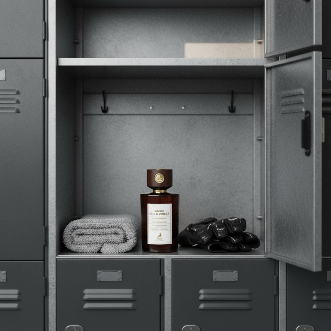 Smoked Oud &amp; Vanilla dalam locker gym lelaki