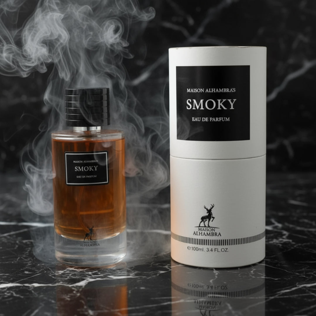 Smoky Maison Alhambra unisex atas marmar hitam dengan asap lembut, gaya mewah Malaysia