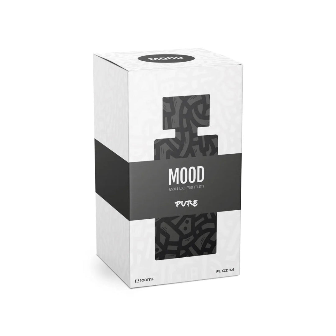 Mood Pure perfume packaging on a white background