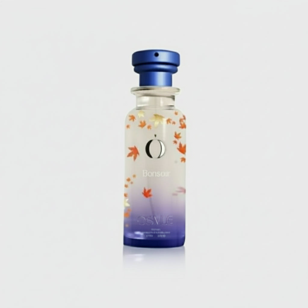 Bottle with a blue cap and gradient design on a white background