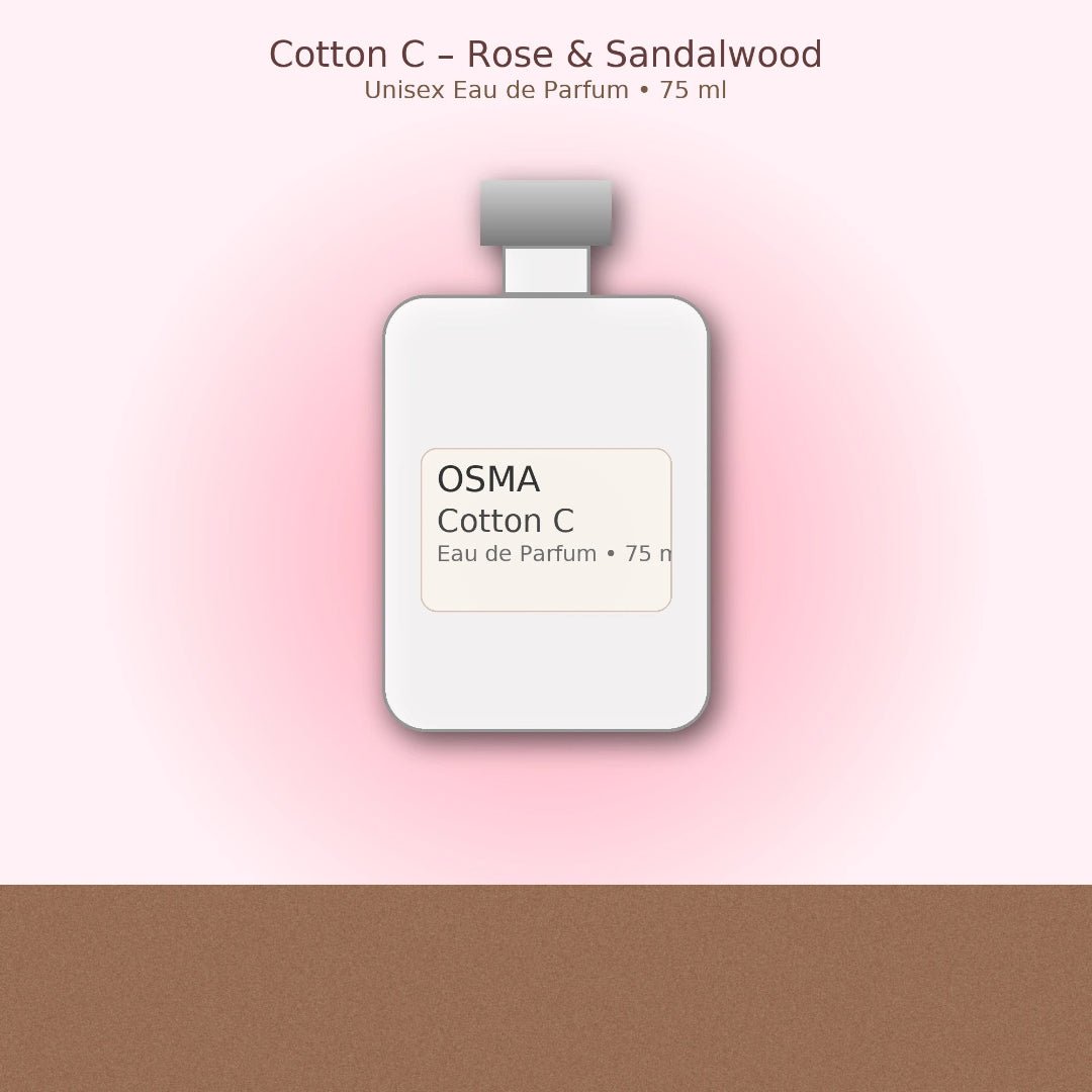 Cotton C Perfume 75 ml &mdash; unisex rose &amp; sandalwood Eau de Parfum bottle