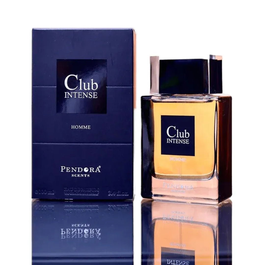 Pendora Scents Club Intense perfume bottle and packaging on a white background