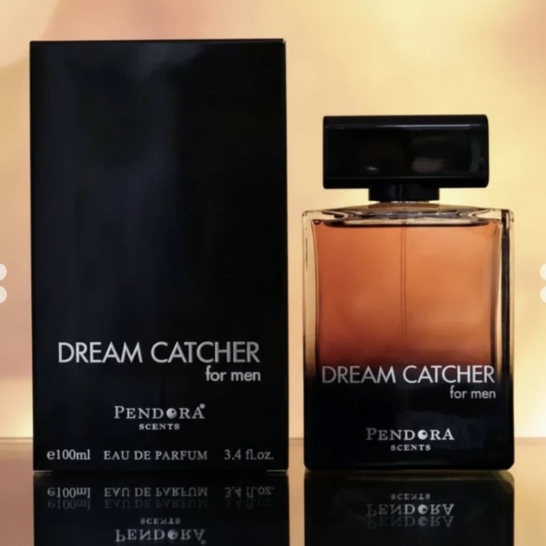Pendora Scents Dream Catcher for men perfume bottle and packaging on a beige background