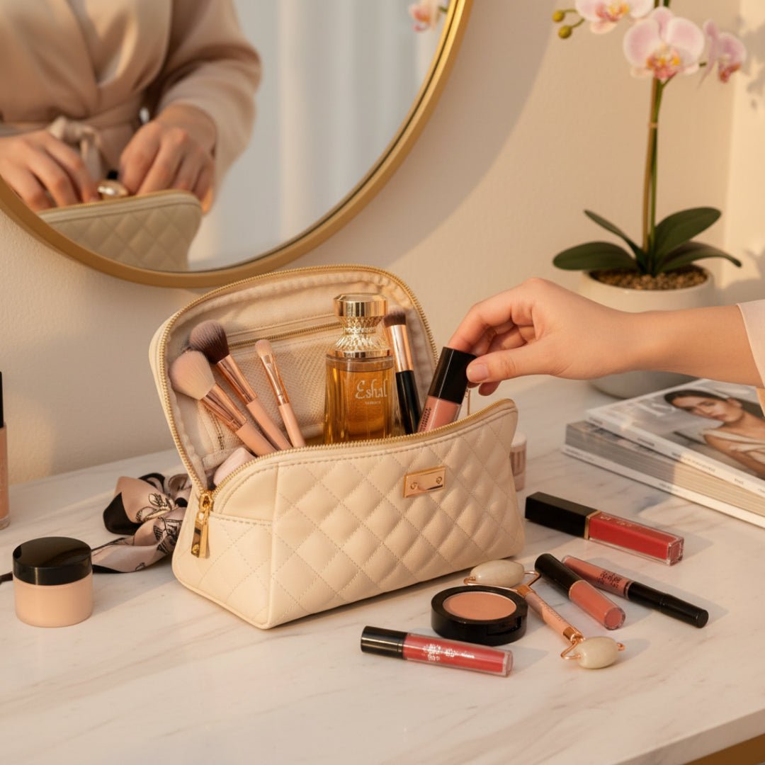 Eshal Vanilla dalam beg makeup, vibe wanita moden Malaysia