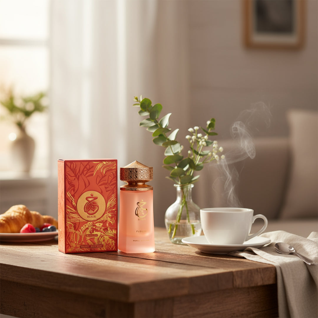 Khair Fusion atas meja kopi pagi, suasana segar