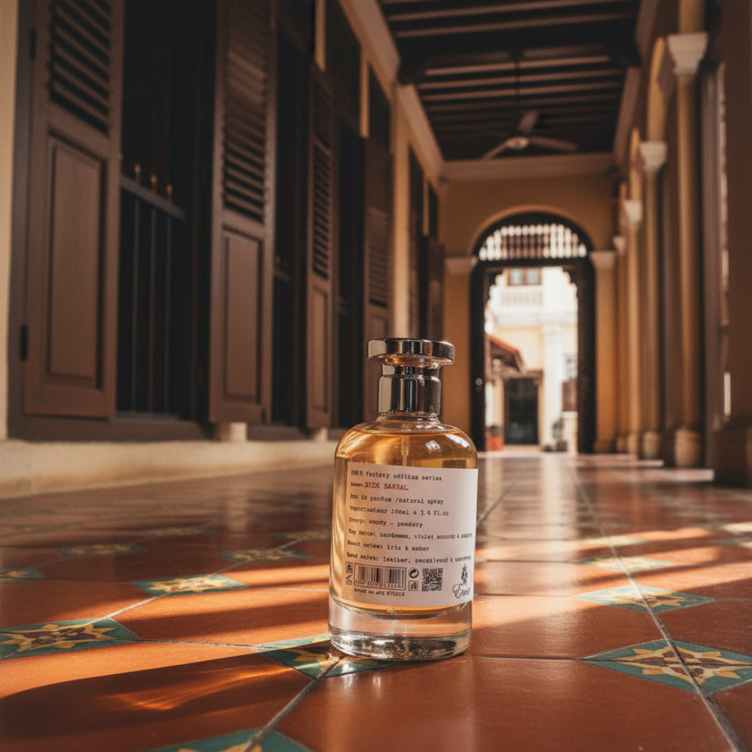 Rich Santal Emir di lorong heritage Penang, tone warm woody Malaysia