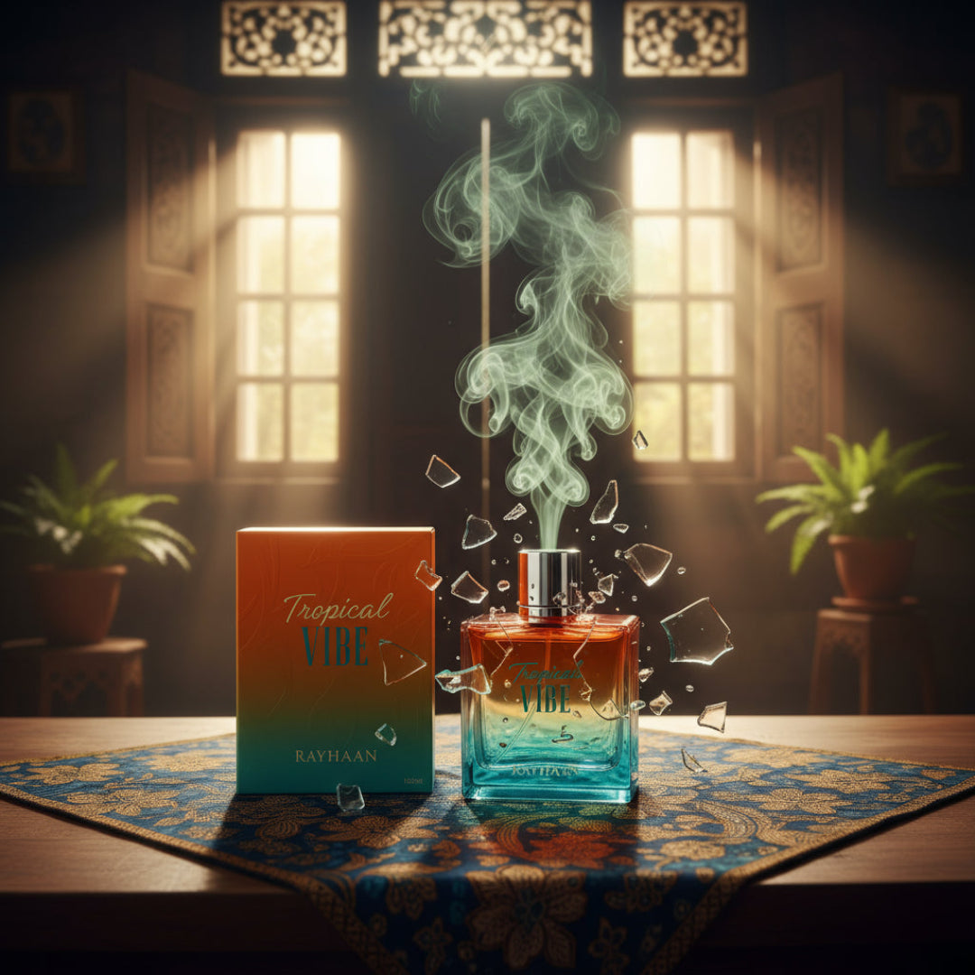 Rayhaan Tropical Vibe Eau de Parfum unisex fruity and tropical fragrance bottle