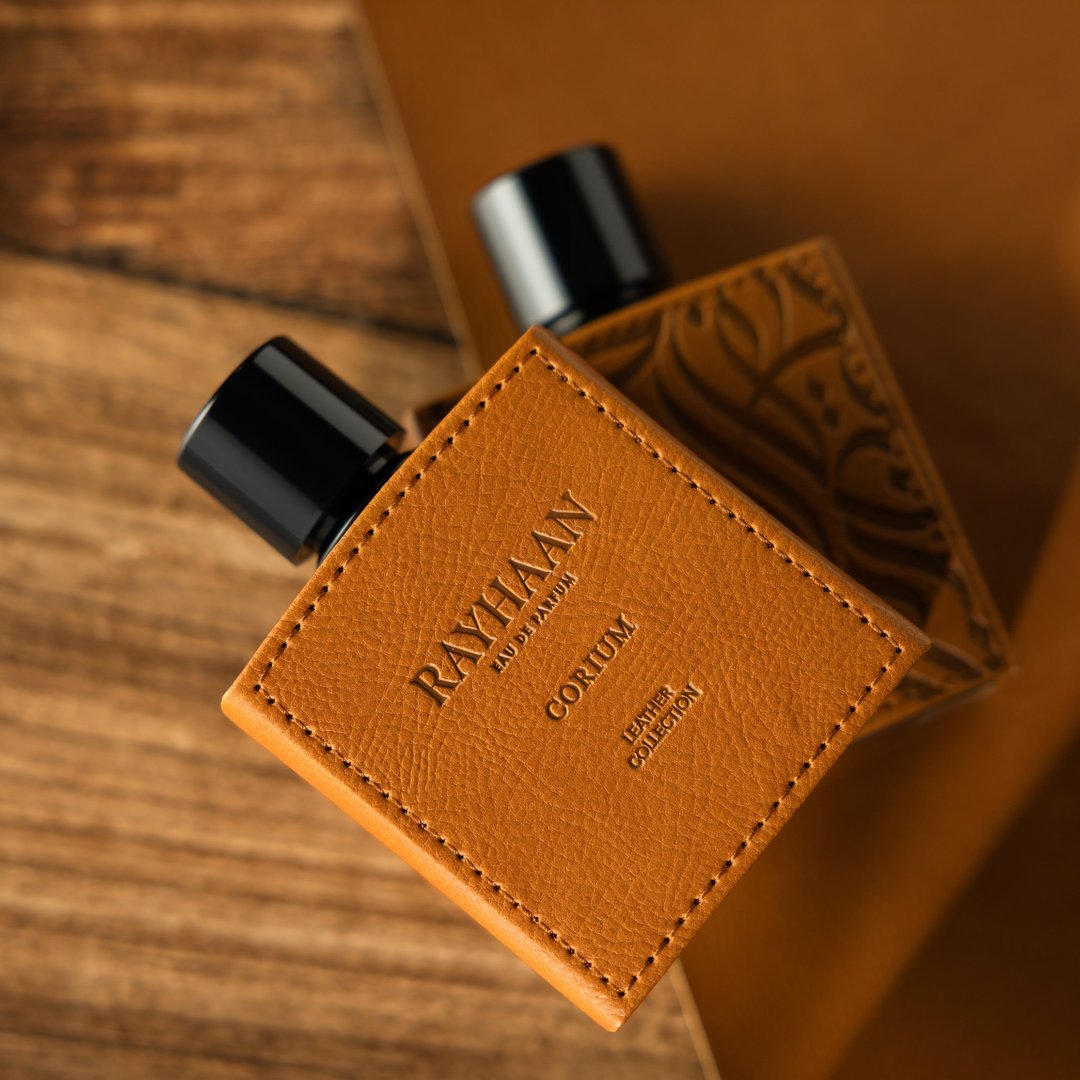 Rayhaan Rayhaan Leather Collection 100ml EDP &ndash; Corium, Dark Leather, Cordova feature on homepage bottle - view 3 - Premium fragrance collection Malaysia