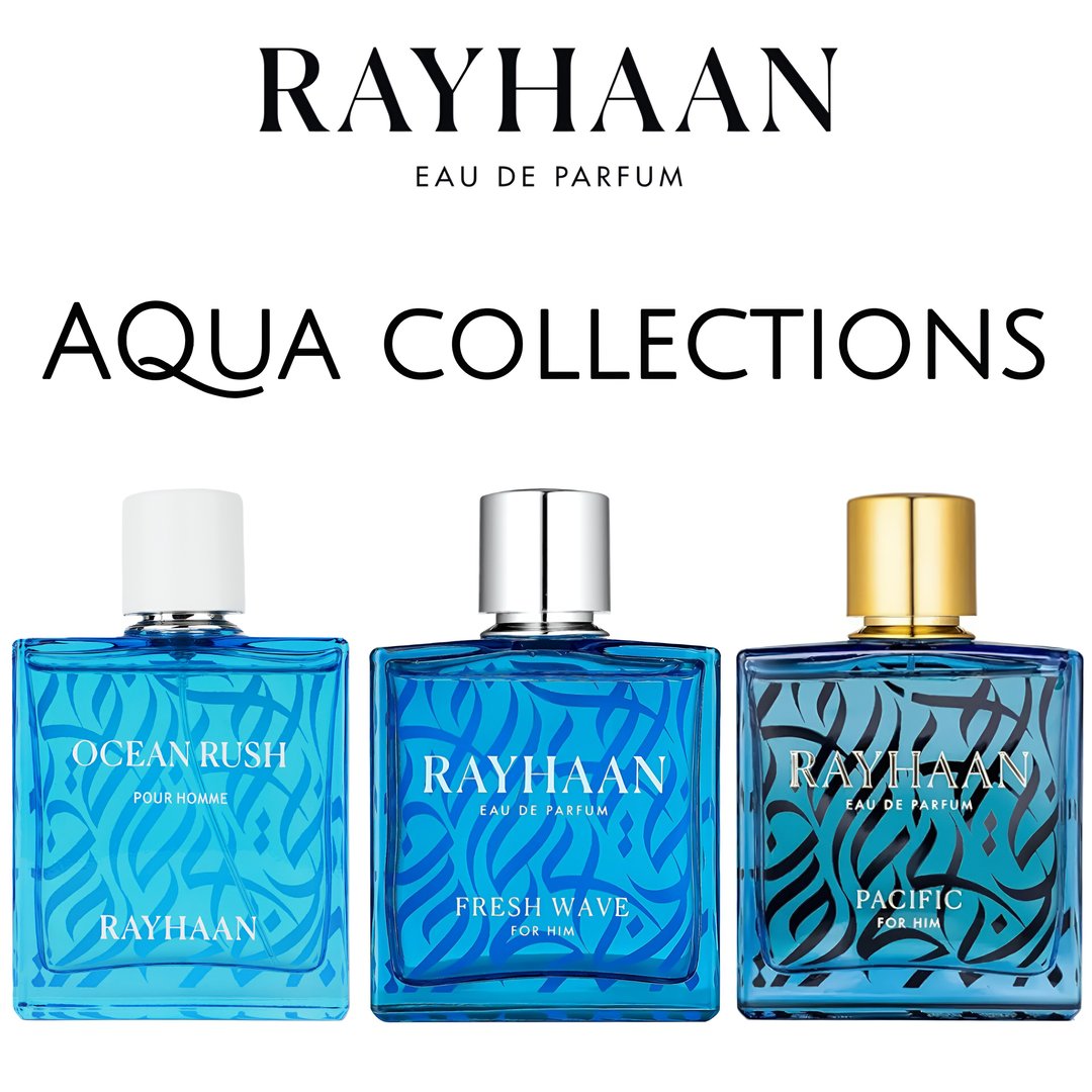 Rayhaan Rayhaan Perfumes 100ml EDP &ndash; Pacific, Ocean Rush &amp; Fresh Wave feature on homepage bottle - view 2 - Premium fragrance collection Malaysia