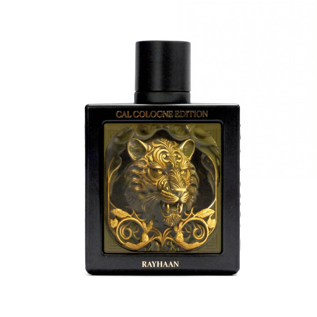Botol Tiger Cal Cologne Rayhaan wangian lelaki bau citrus aromatic segar pilihan Malaysia