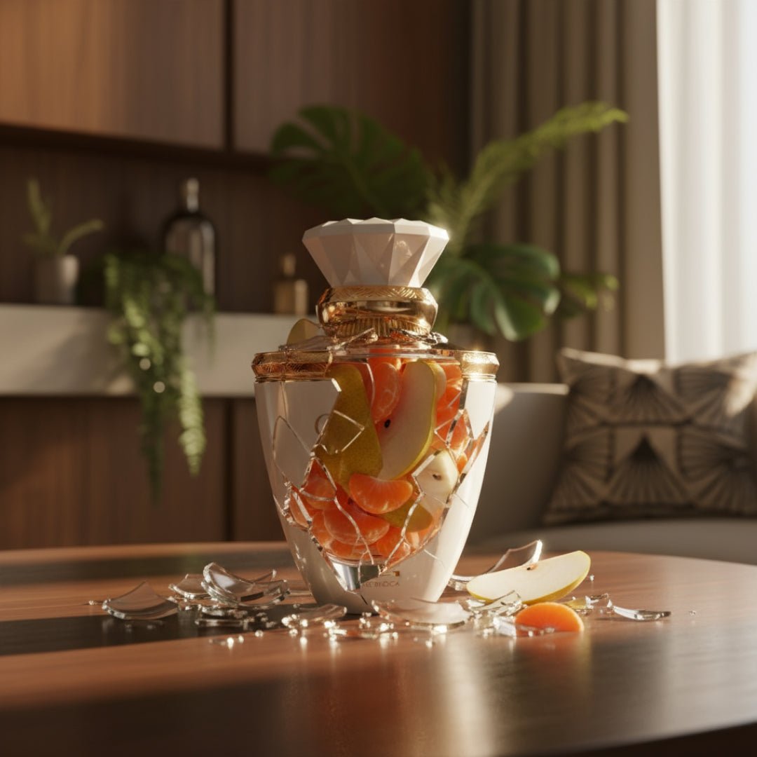 Carino White Pour Femme by Rue Broca &ndash; White and gold perfume bottle labeled 'Carino' on a white background